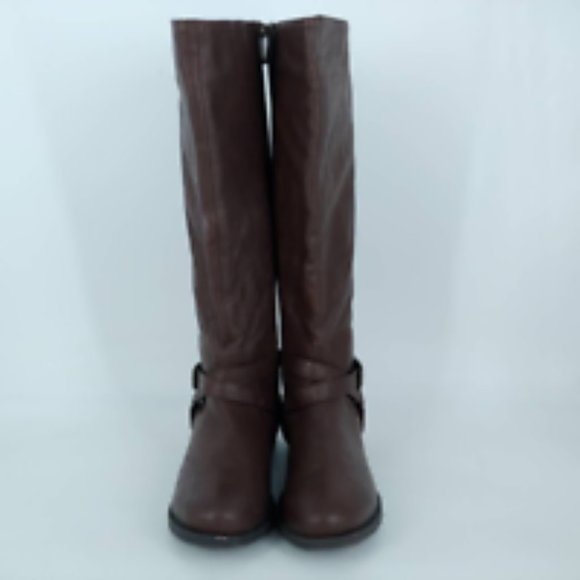 Lane Bryant Womens Riding Boots Brown Knee High Low Heels Side Zip Up Buckle 9 W - Picture 4 of 12